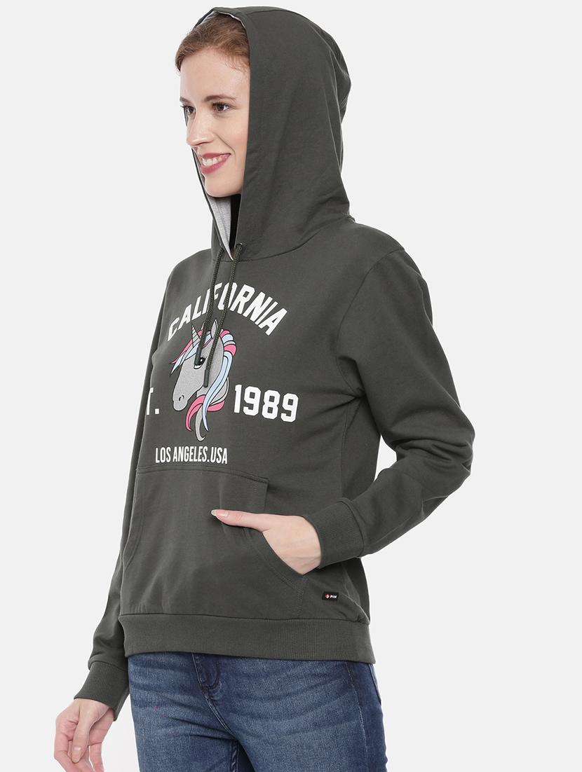 women front print hodded sweatshirt - 21700958 - Standard Image - 1
