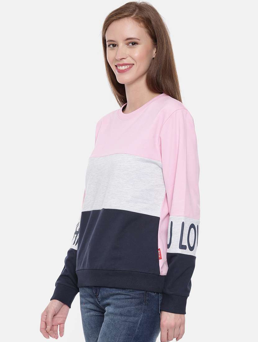 women color block long sleeve sweatshirt - 21700960 -  Standard Image - 1