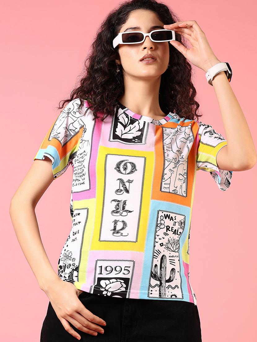 women printed short sleeve t-shirt - 21701002 - Standard Image - 1