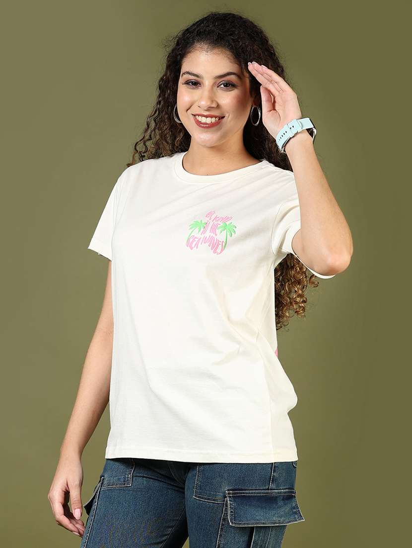 women front & back print round neck t-shirt - 21701005 -  Standard Image - 1