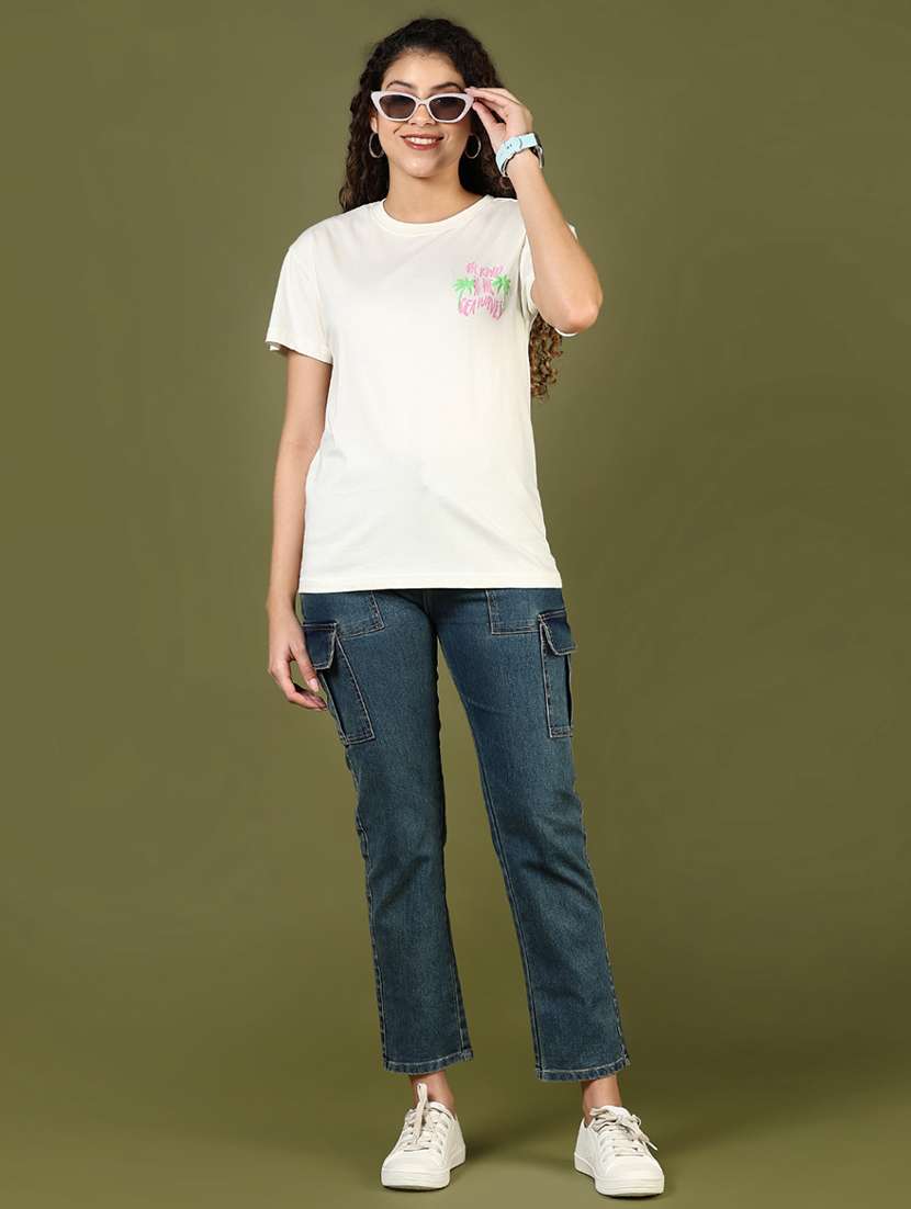 women front & back print round neck t-shirt - 21701005 -  Standard Image - 4