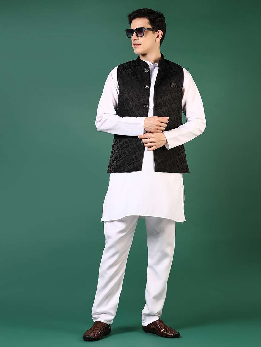 men mandarin neck regular fit nehru jacket - 21701013 -  Standard Image - 4