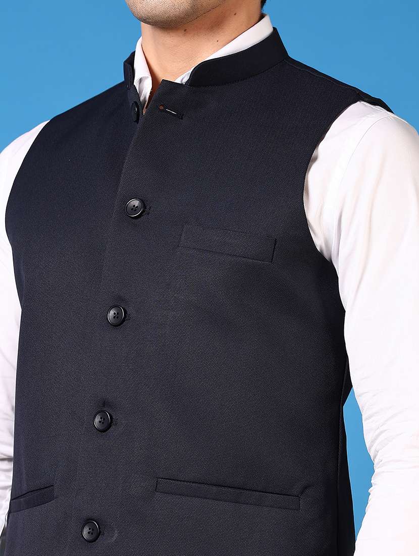 men mandarin neck regular fit nehru jacket - 21701015 -  Standard Image - 4