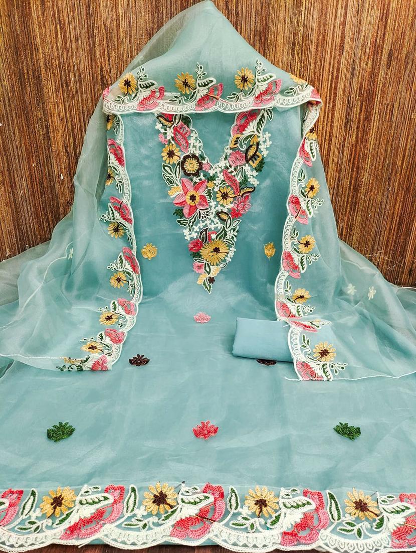 women embroidered 3-piece unstitched dress material - 21701230 - Standard Image - 1