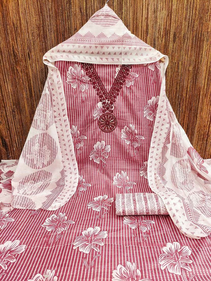 women floral printed 3-piece unstitched dress material - 21701298 - Standard Image - 1