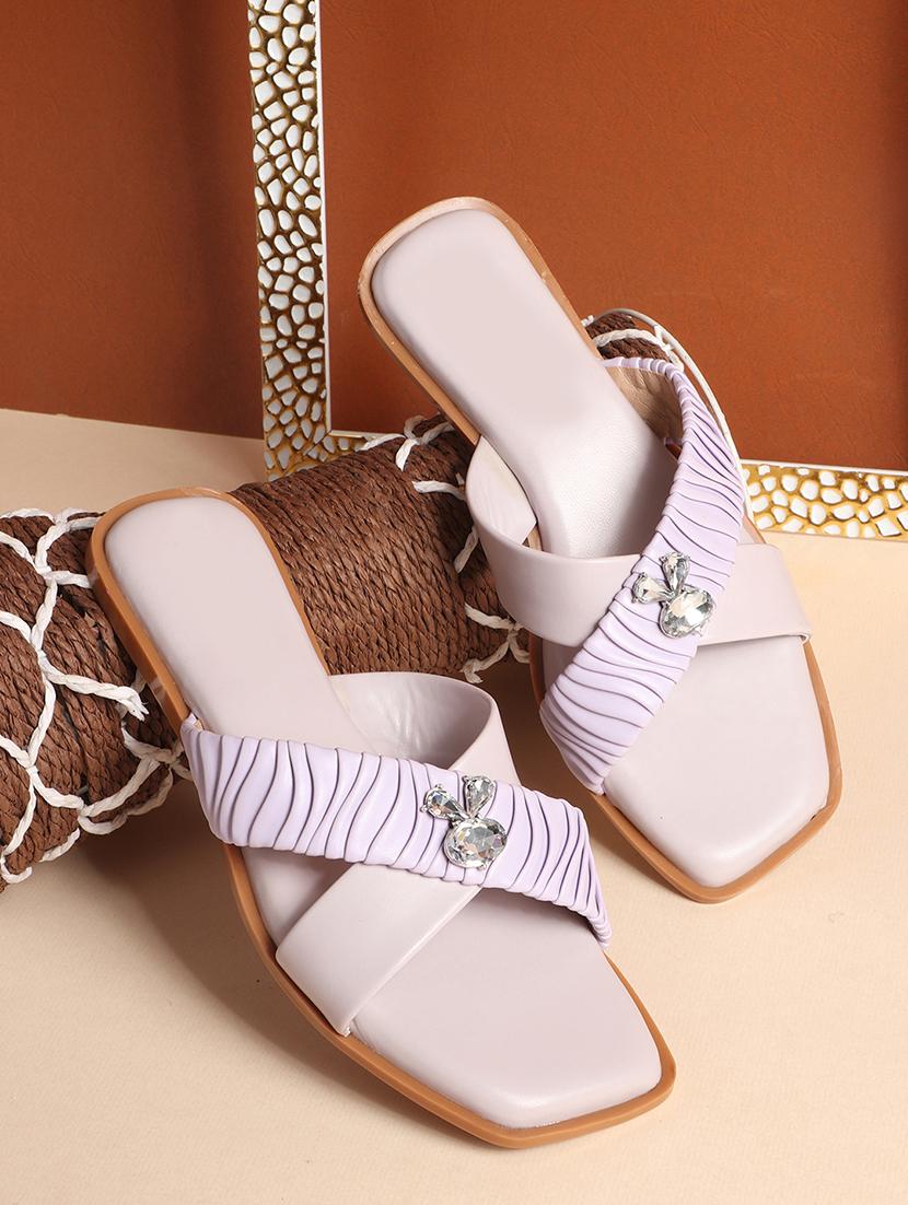 purple synthetic slip on sandals - 21701523 -  Zoom Image - 0