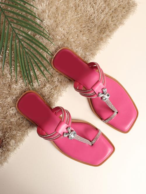 pink synthetic slip on sandals - 21701525 -  Standard Image - 0
