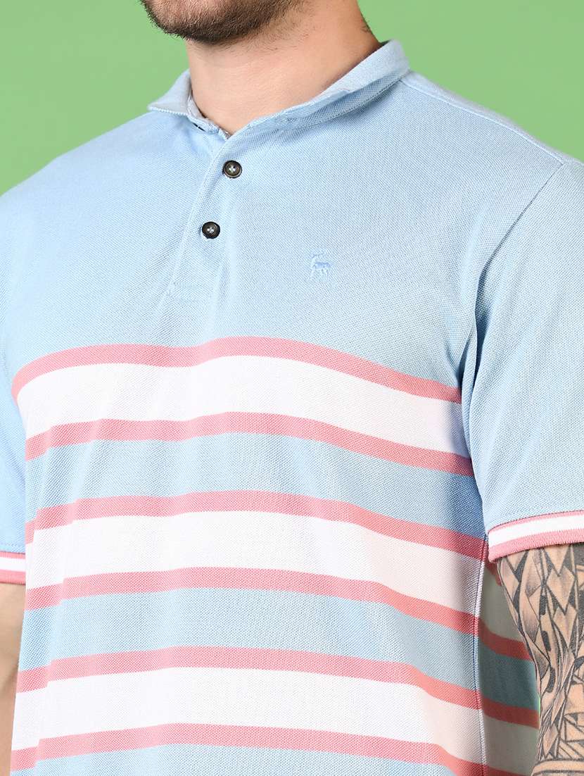 men short sleeves striped polo t-shirt - 21701577 -  Standard Image - 4