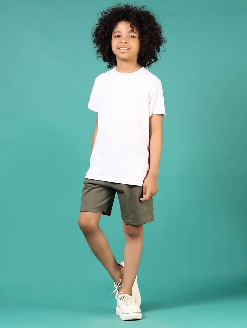 boys olive solid mid rise shorts - 21701591 -  Standard Image - 4