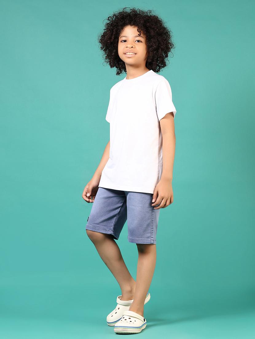 boys solid mid rise regular fit shorts - 21701635 - Standard Image - 4