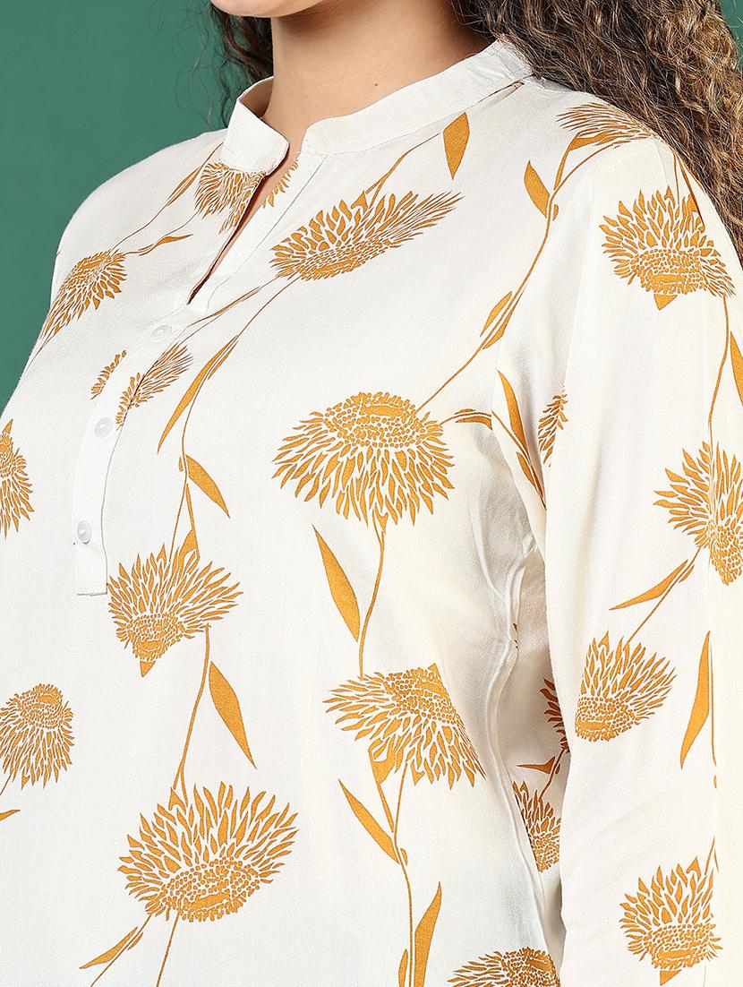 women printed mandarin neck regular top - 21701713 - Standard Image - 4