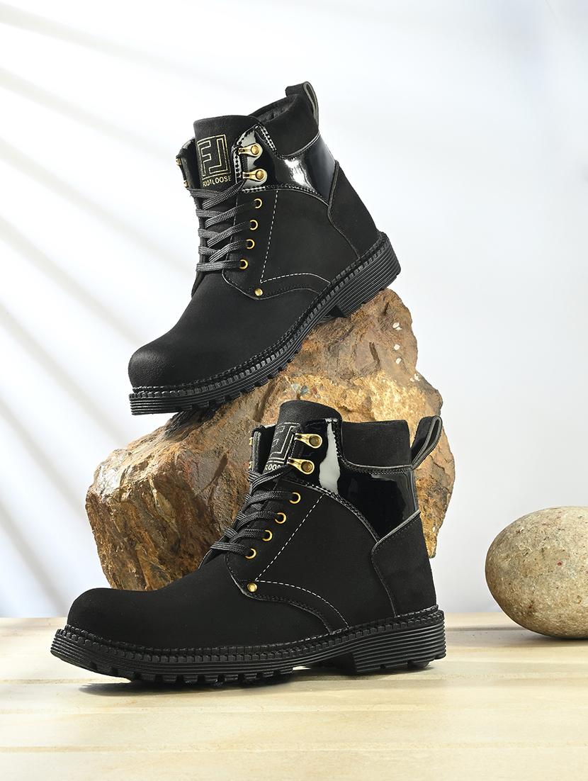 black synthetic lace up boots - 21701833 -  Zoom Image - 0