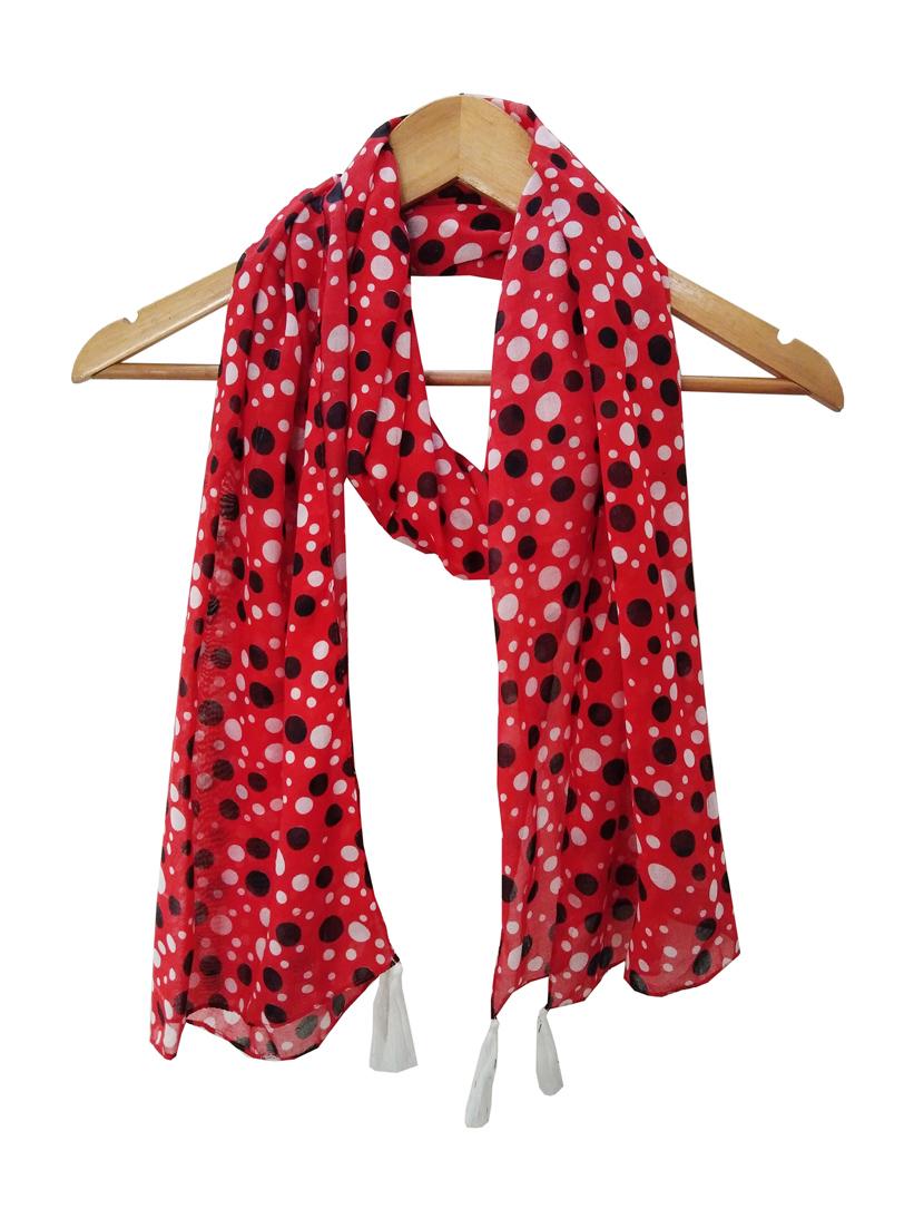 women red polka dots printed scarf - 21701841 - Standard Image - 1