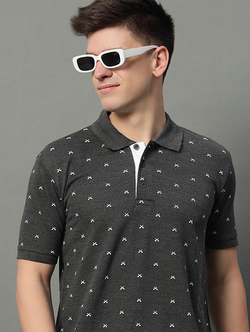 men printed short sleeve polo t-shirt - 21703115 -  Standard Image - 1