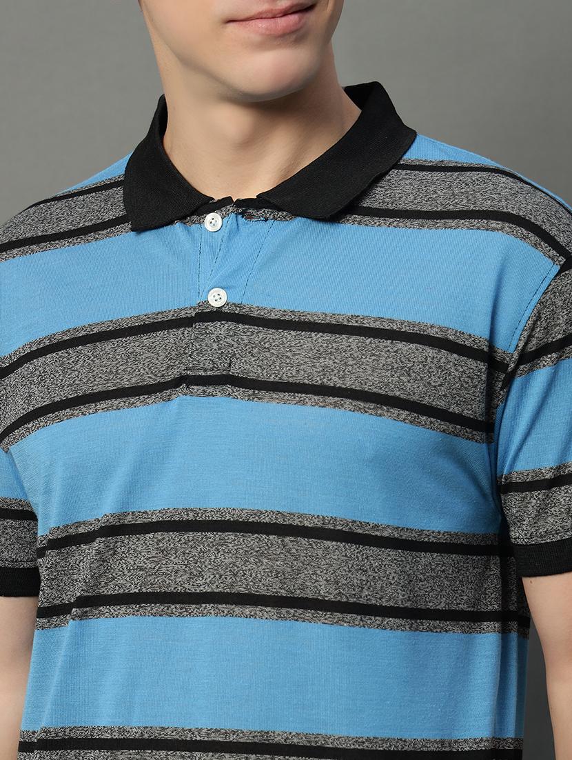 men striped short sleeve polo t-shirt - 21703121 - Standard Image - 4