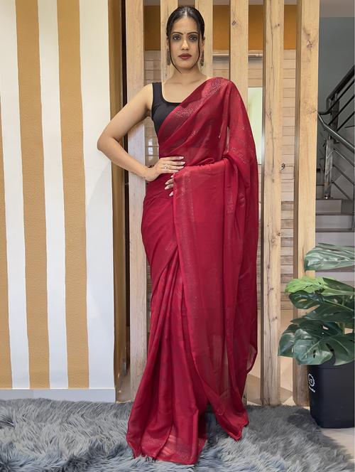 women stripes embellished saree with blouse - 21703231 - Standard Image - 0