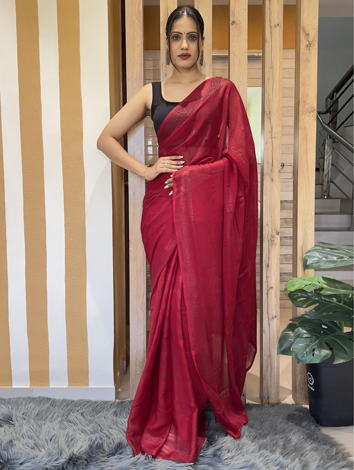 women stripes embellished saree with blouse - 21703231 - Zoom Image - 0