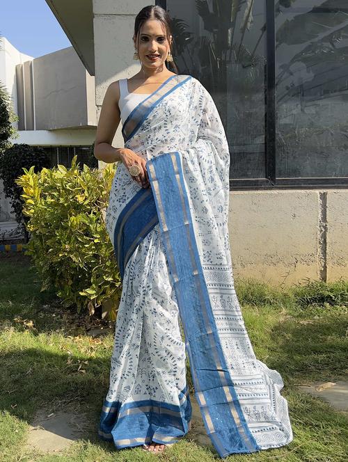 women printed bordered saree with blouse - 21703268 - Standard Image - 0