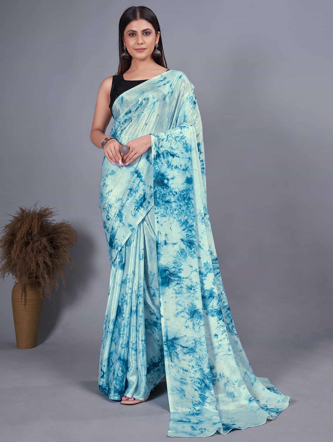 women tie & dye ready to wear saree with blouse - 21703285 - Zoom Image - 0