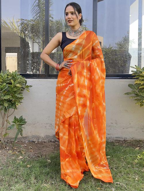women stripes printed saree with blouse - 21703325 -  Standard Image - 0