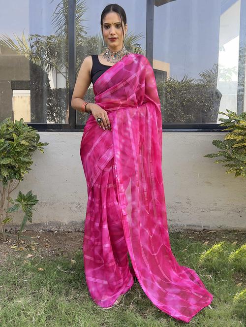 women stripes printed saree with blouse - 21703327 - Standard Image - 0