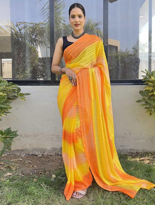women stripes printed saree with blouse - 21703368 - Standard Image - 0