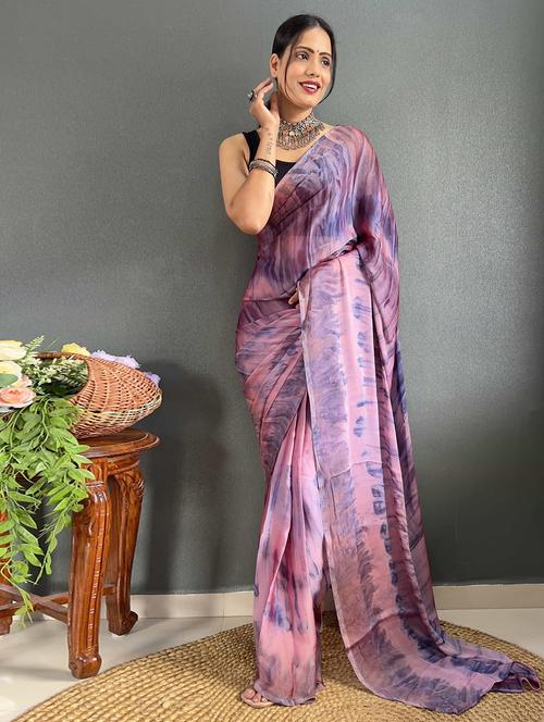 women tie & dye printed saree with blouse - 21703385 - Standard Image - 0