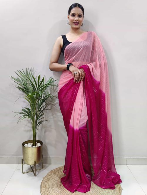 women pink ombre saree with blouse - 21703388 - Standard Image - 0