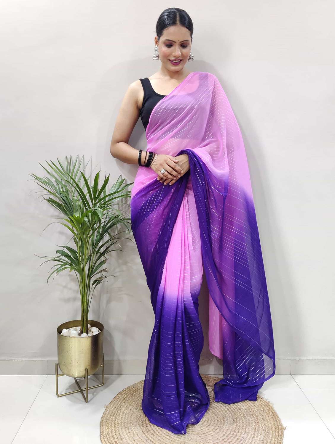 women purple ombre saree with blouse - 21703389 - Zoom Image - 0