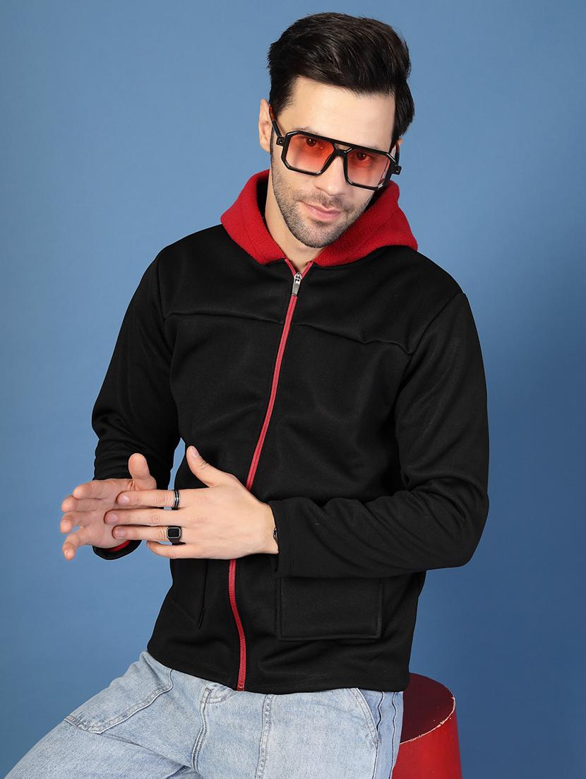 black fleece casual jacket - 21703429 - Standard Image - 1