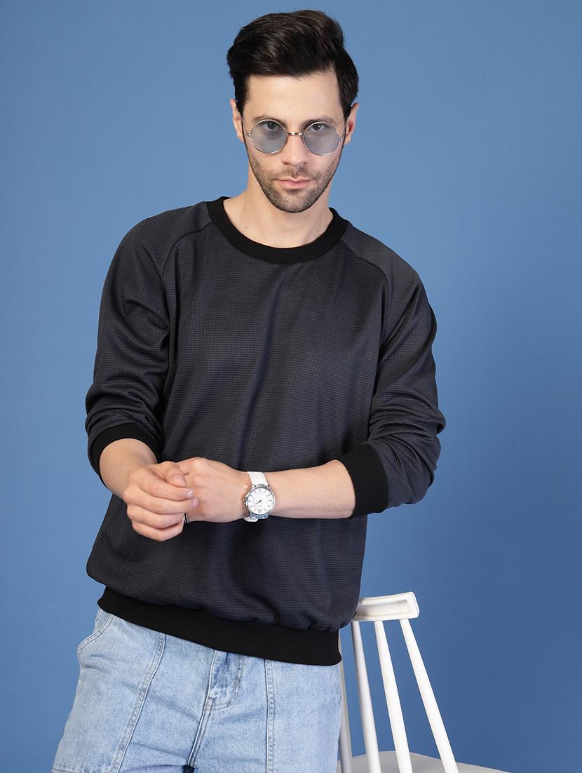 men long sleeves self design sweatshirt - 21703436 - Standard Image - 1