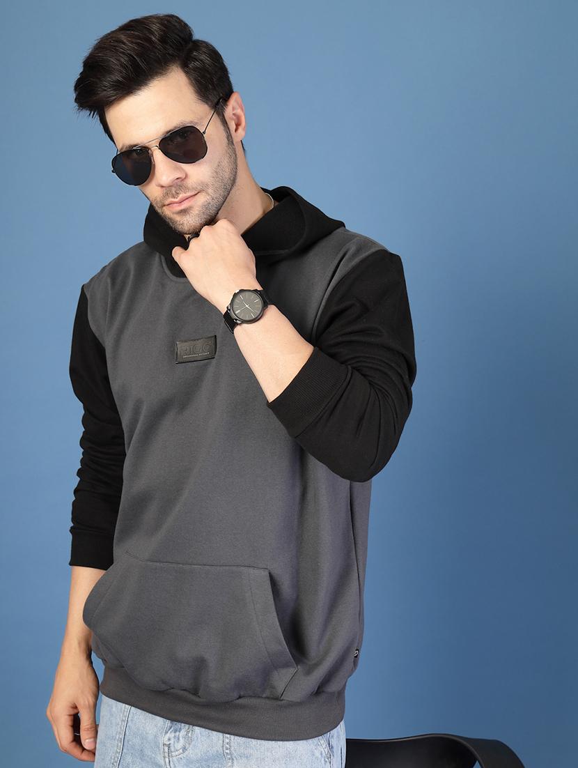 grey fleece color block sweatshirt - 21703440 - Standard Image - 1