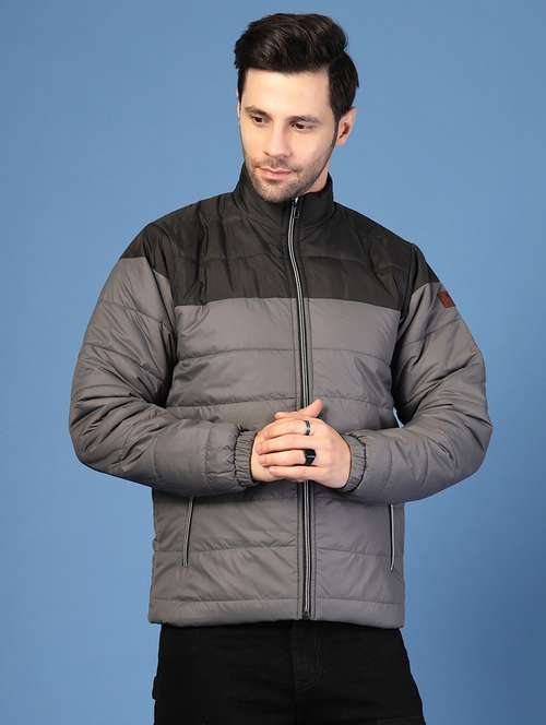 men color block long sleeve puffer jacket - 21703446 - Standard Image - 0