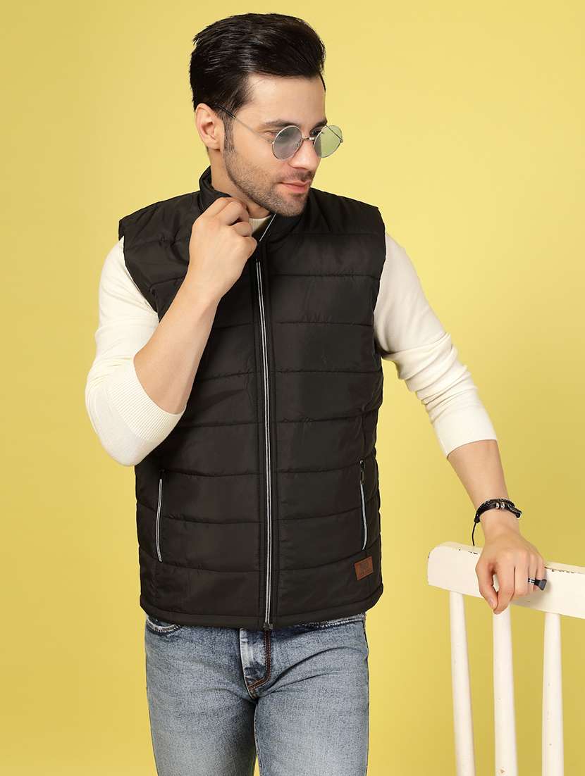 men solid sleeveless puffer jacket - 21703450 -  Standard Image - 1