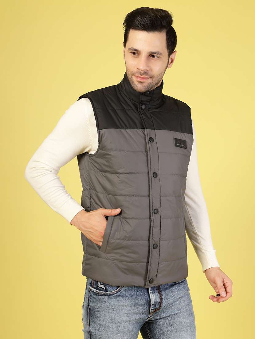 men color block sleeveless puffer jacket - 21703451 -  Standard Image - 1