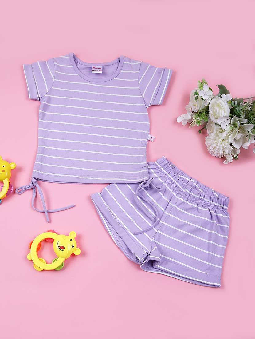 girls striped shorts twin sets