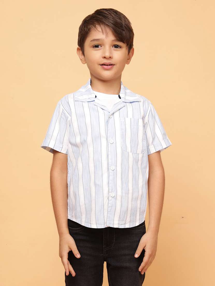 boys stripes printed short sleeve shirt
