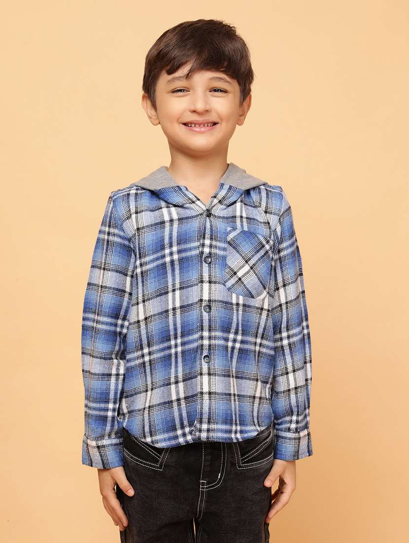 boys blue checkered long sleeeve shirt