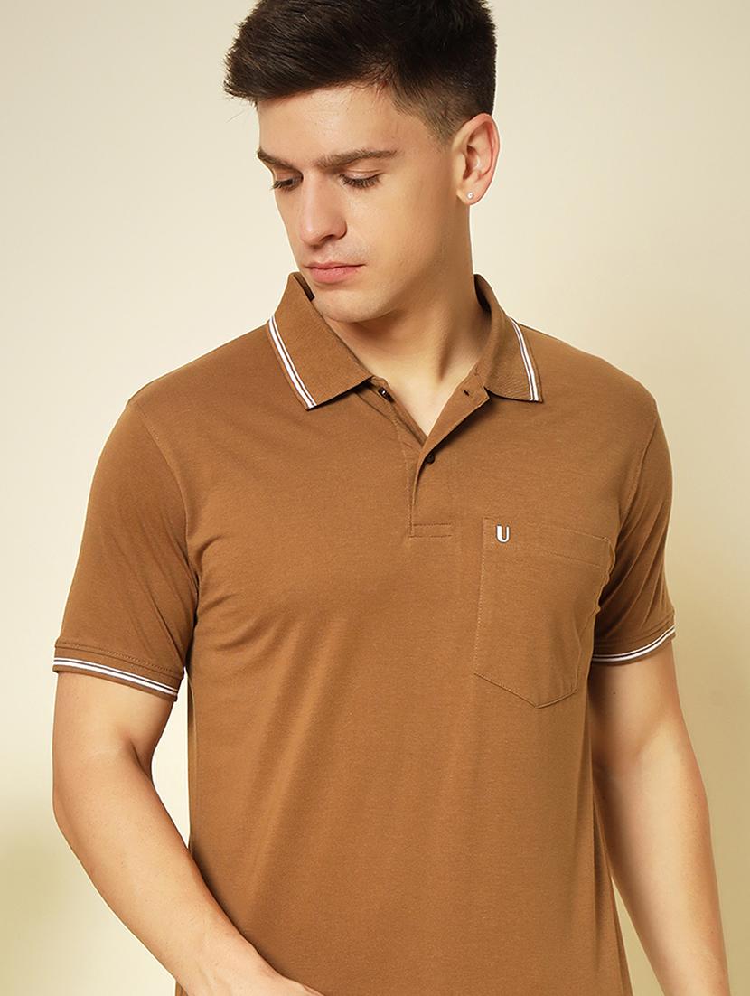 men solid short sleeve polo t-shirt - 21703744 - Standard Image - 1