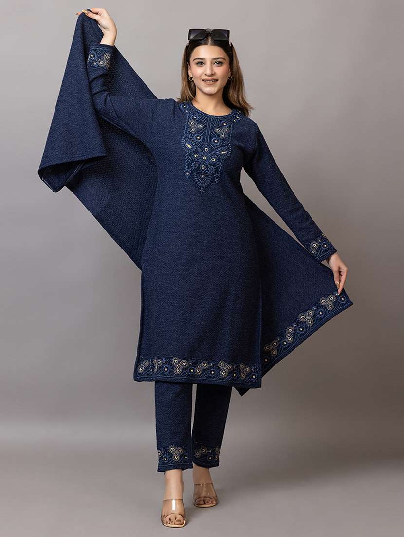 women embroidered round neck suit set - 21703798 -  Standard Image - 1