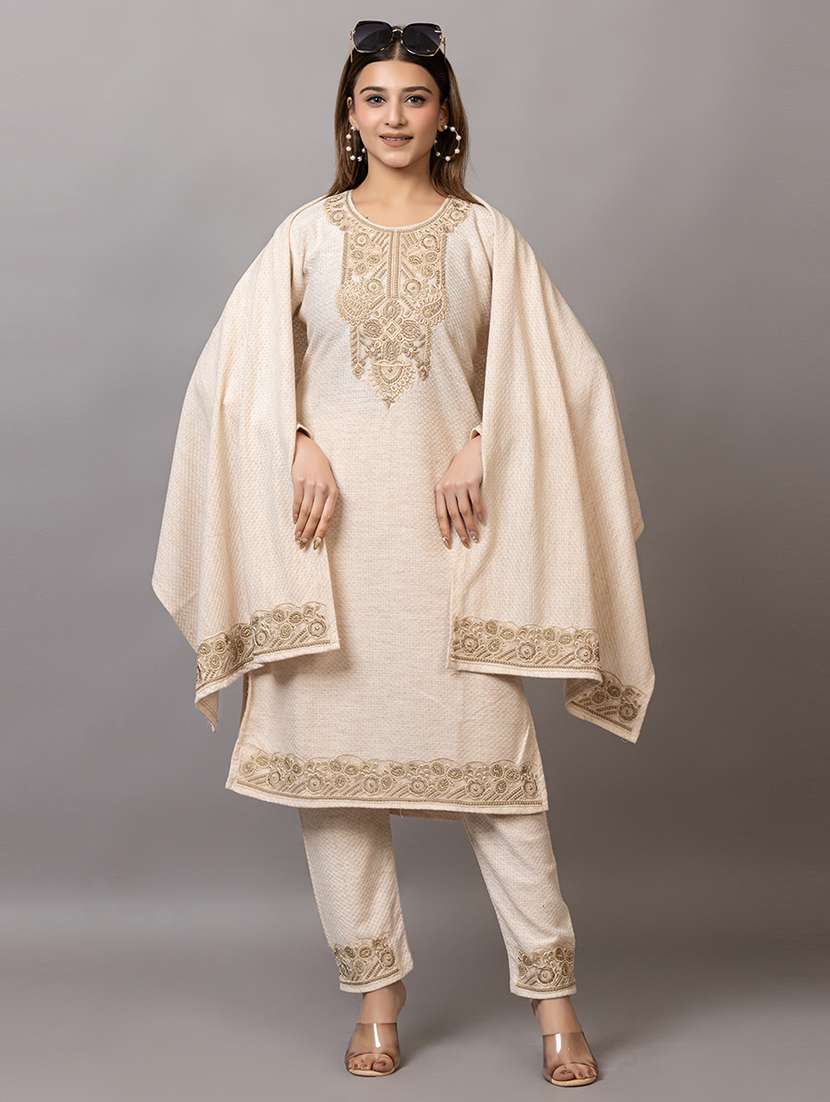 women embroidered round neck suit set - 21703799 -  Standard Image - 1