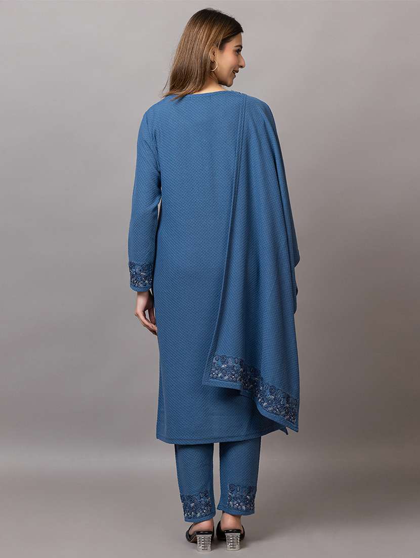 women embroidered round neck suit set - 21703801 -  Standard Image - 4