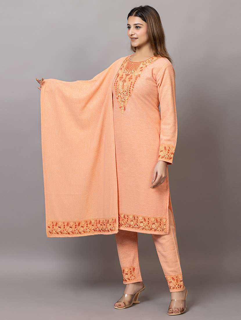 women embroidered round neck suit set - 21703802 -  Standard Image - 1