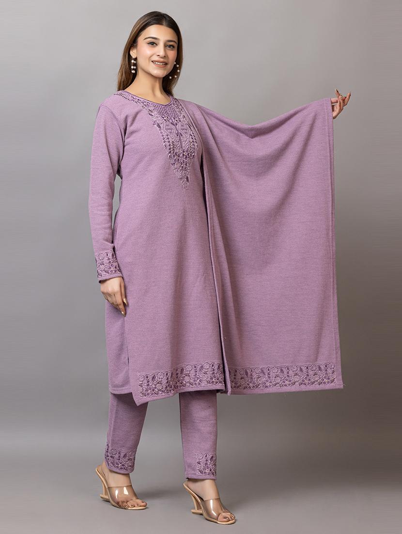 women embroidered round neck suit set - 21703803 - Standard Image - 4