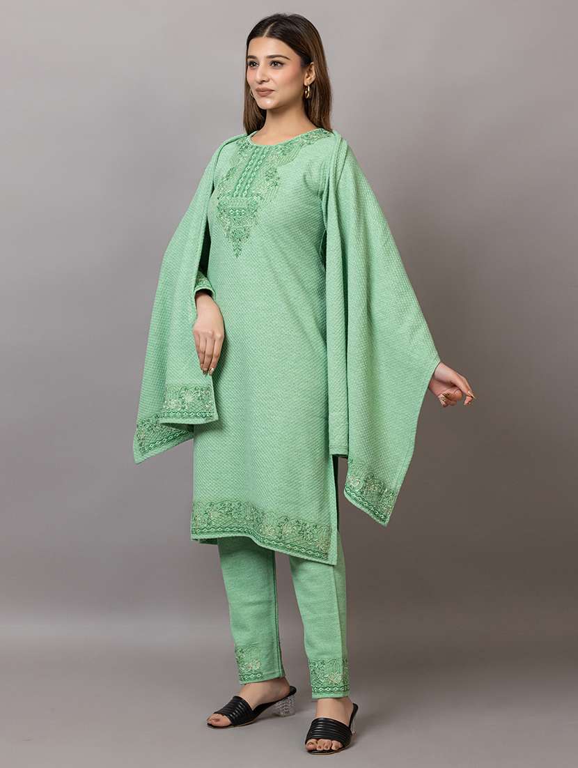 women embroidered round neck suit set - 21703806 -  Standard Image - 1