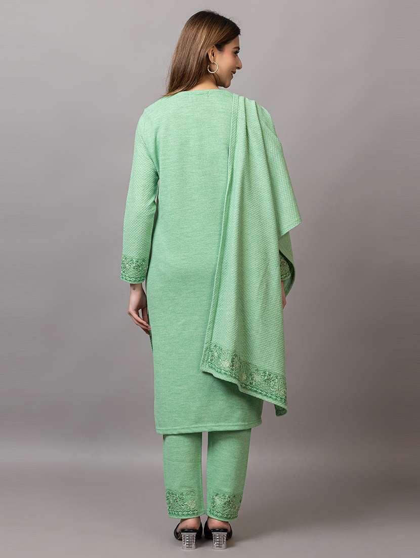women embroidered round neck suit set - 21703806 -  Standard Image - 4