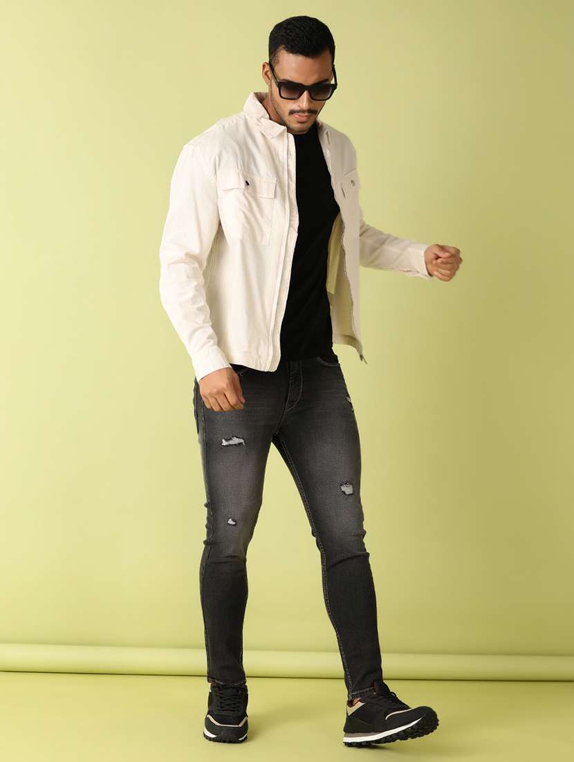 men long sleeves solid casual shirt - 21703818 -  Standard Image - 4