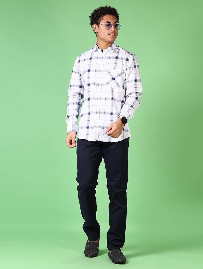 men long sleeves checkered casual shirt - 21703819 -  Standard Image - 4