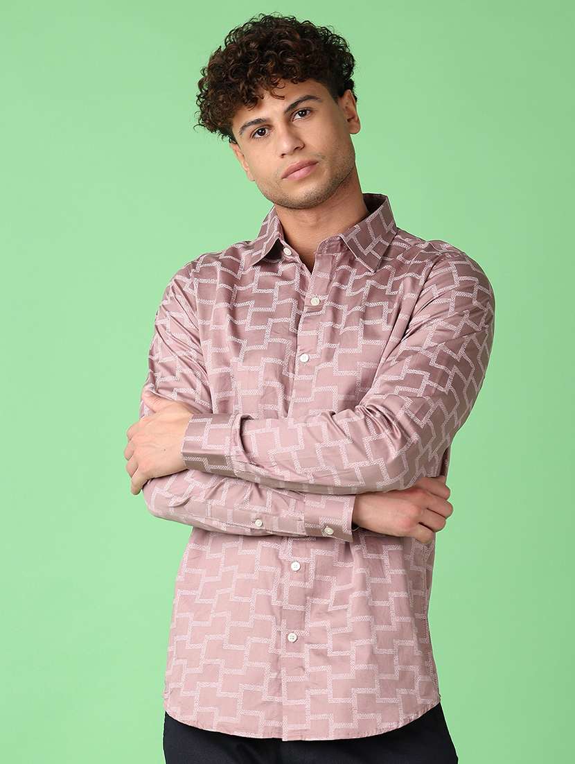 men long sleeves printed casual shirt - 21703821 -  Standard Image - 1