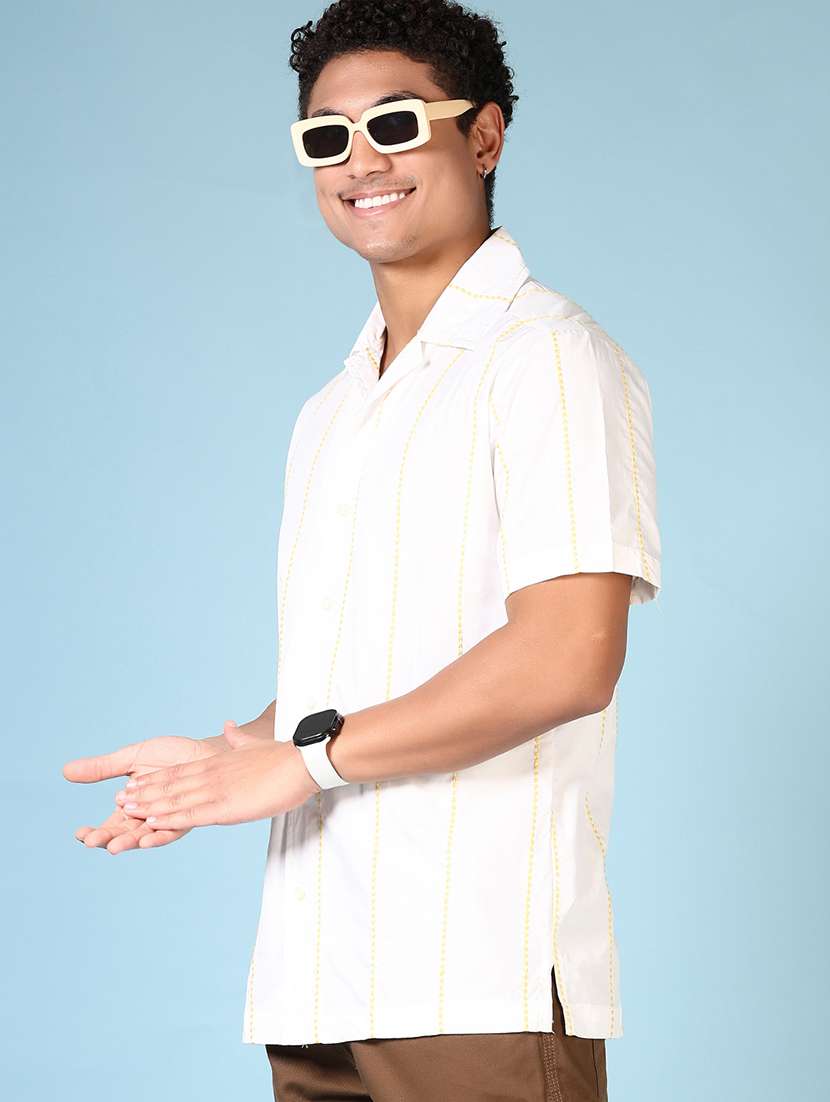 men short sleeves self design casual shirt - 21703823 -  Standard Image - 1